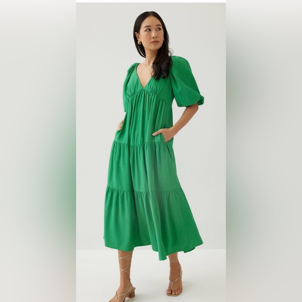 Love, Bonito Green Katrine Padded Tiered Low Back Maxi Dress Size 6